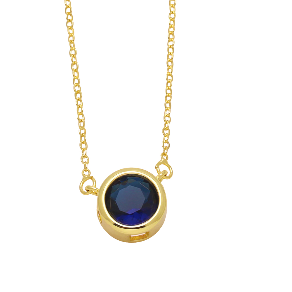 Simple Style Round Copper 18k Gold Plated Zircon Pendant Necklace In Bulk display picture 4