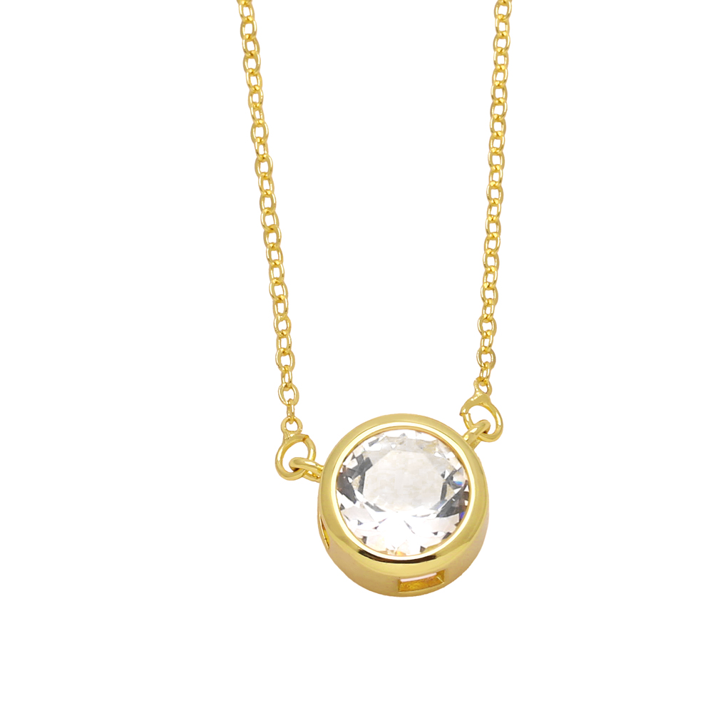Simple Style Round Copper 18k Gold Plated Zircon Pendant Necklace In Bulk display picture 5