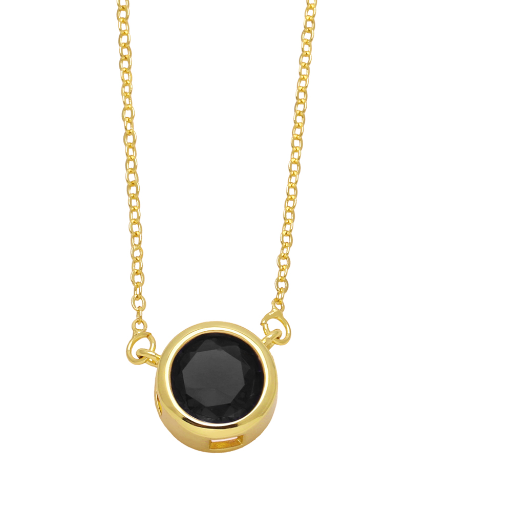 Simple Style Round Copper 18k Gold Plated Zircon Pendant Necklace In Bulk display picture 11