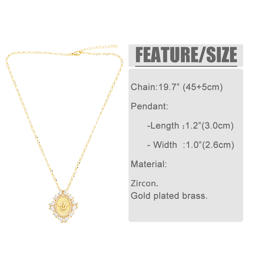 Simple Style Streetwear Heart Shape Wings Copper Plating Inlay Zircon 18k Gold Plated Pendant Necklace display picture 1