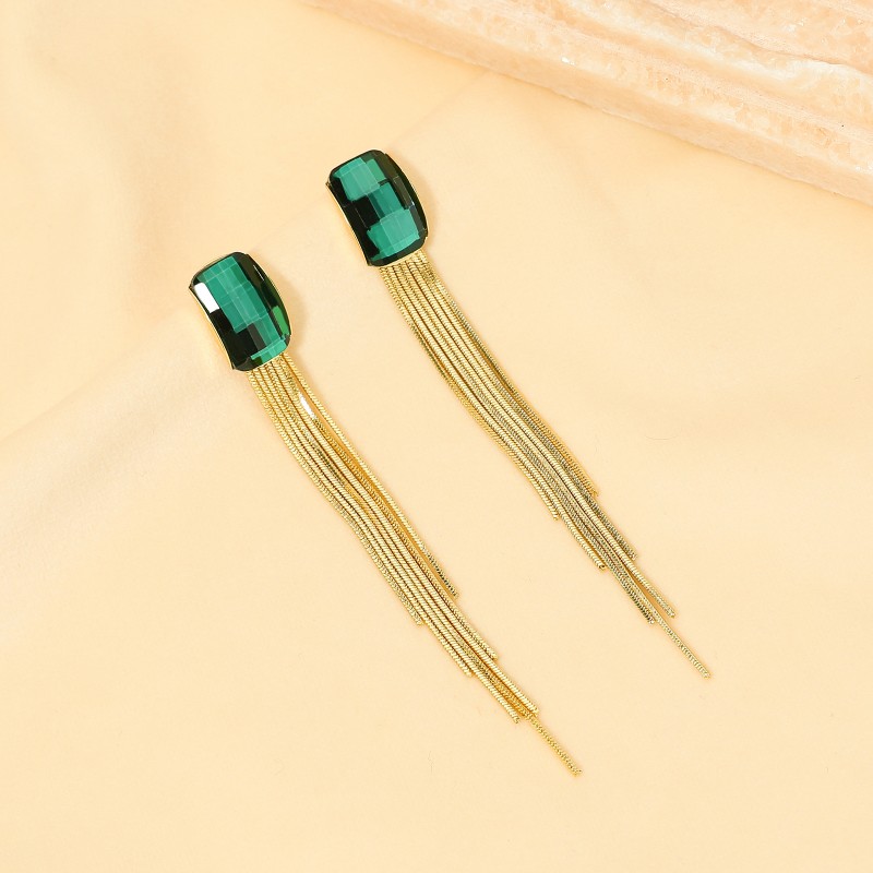 1 Pair Classic Style Tassel Plating Inlay Stainless Steel Zircon Gold Plated Drop Earrings display picture 3