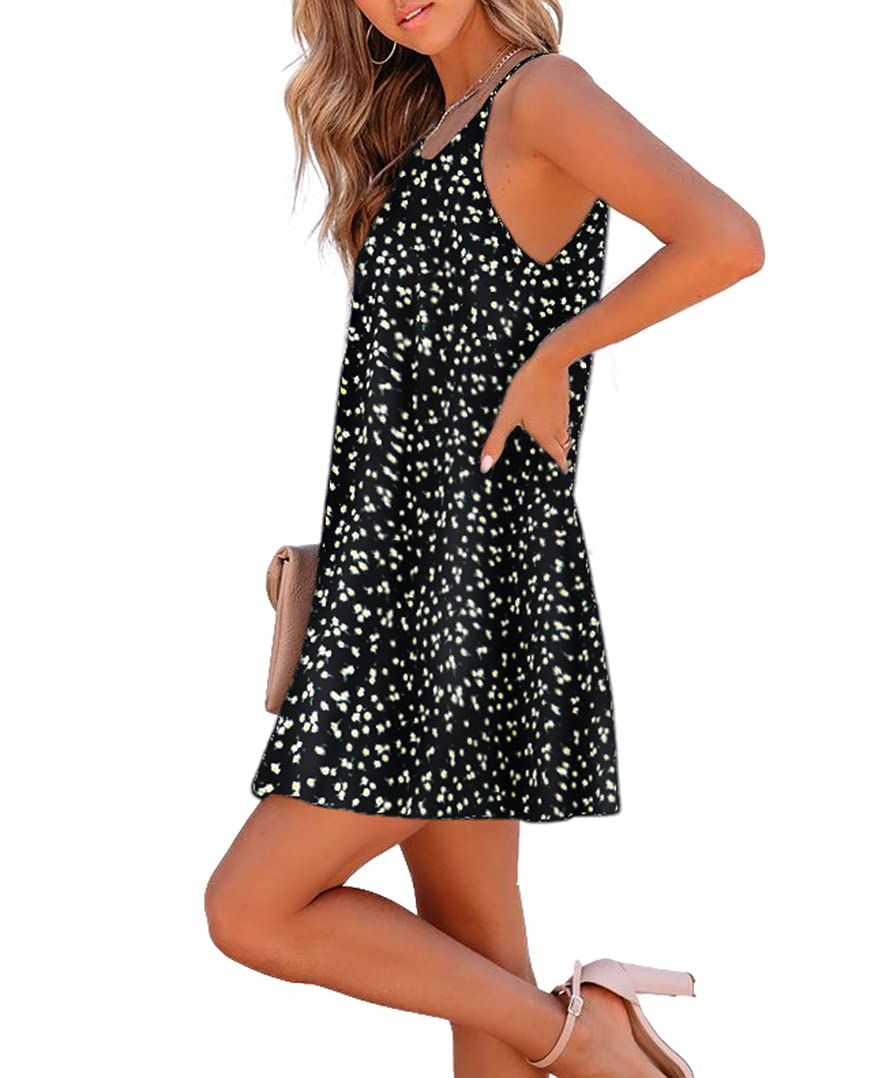 Women's Tank Dress Casual Round Neck Washed Sleeveless Leaf Ditsy Floral Short Mini Dress Daily display picture 1