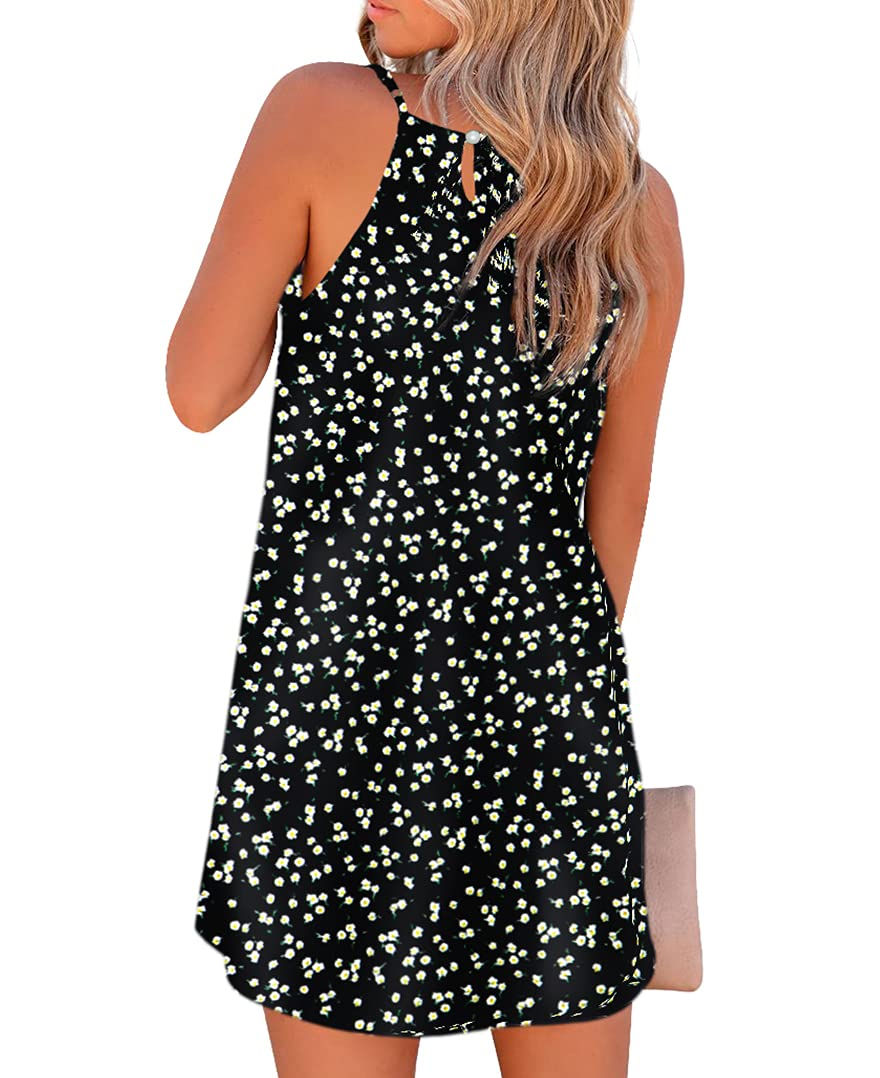 Women's Tank Dress Casual Round Neck Washed Sleeveless Leaf Ditsy Floral Short Mini Dress Daily display picture 9