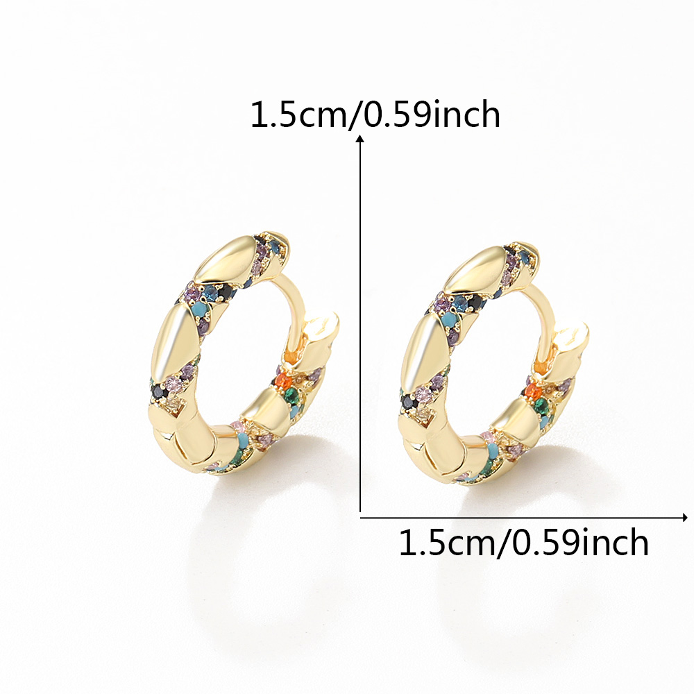 1 Pair French Style Solid Color Plating Inlay Copper Zircon Gold Plated Hoop Earrings display picture 6