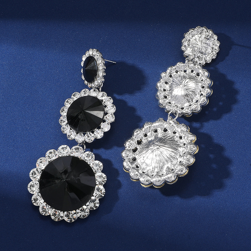 1 Paire Glamour Dame Rond Incruster Alliage Diamant Artificiel Boucles D'oreilles display picture 3
