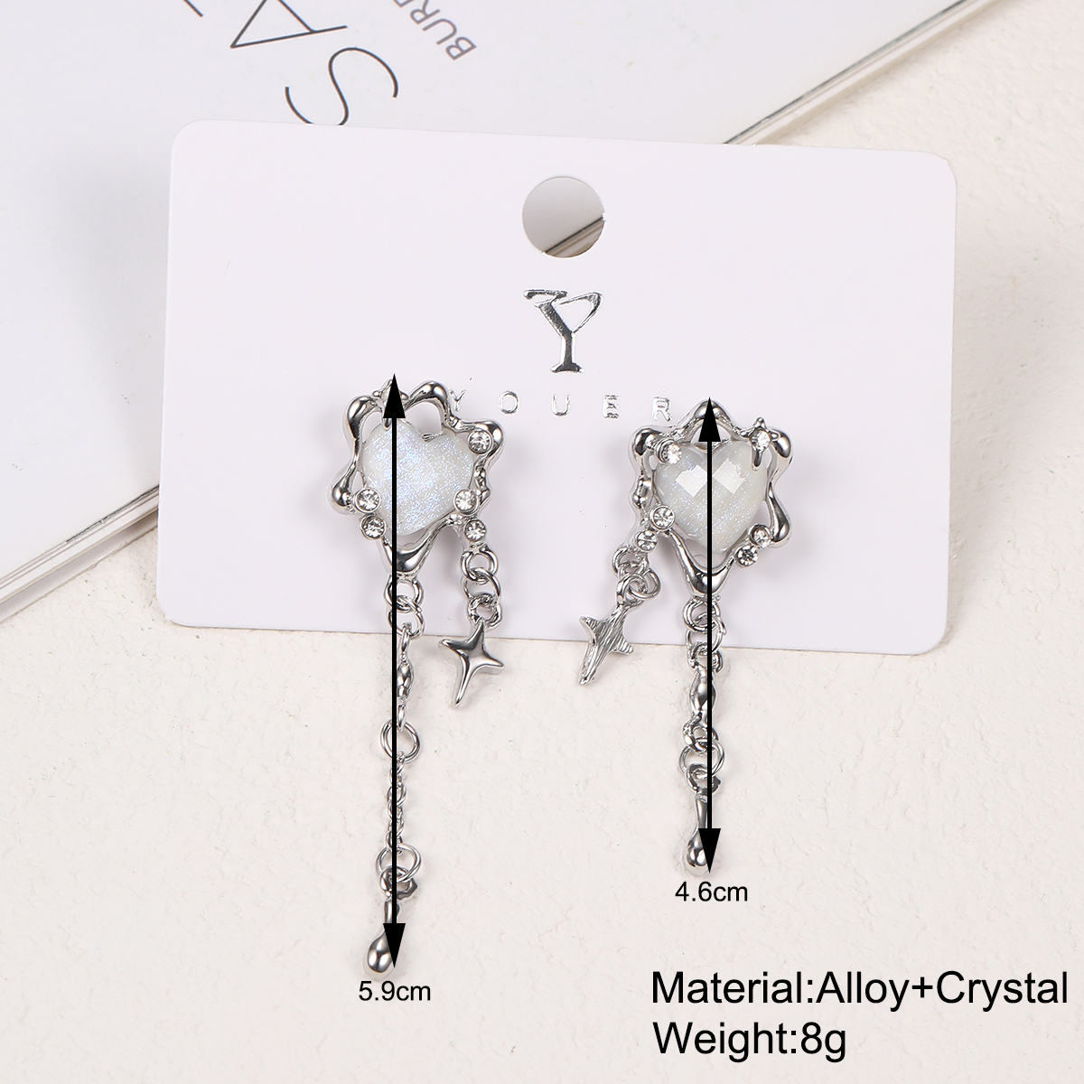 1 Pair Sweet Cool Style Star Heart Shape Inlay Alloy Artificial Crystal Drop Earrings display picture 9