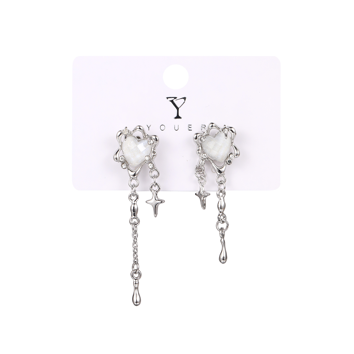 1 Pair Sweet Cool Style Star Heart Shape Inlay Alloy Artificial Crystal Drop Earrings display picture 14