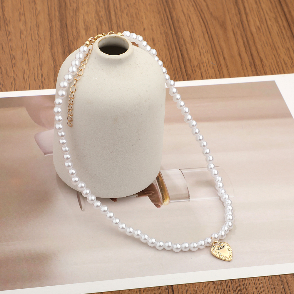 Elegant Heart Shape Artificial Pearl Alloy Beaded Women's Necklace display picture 7