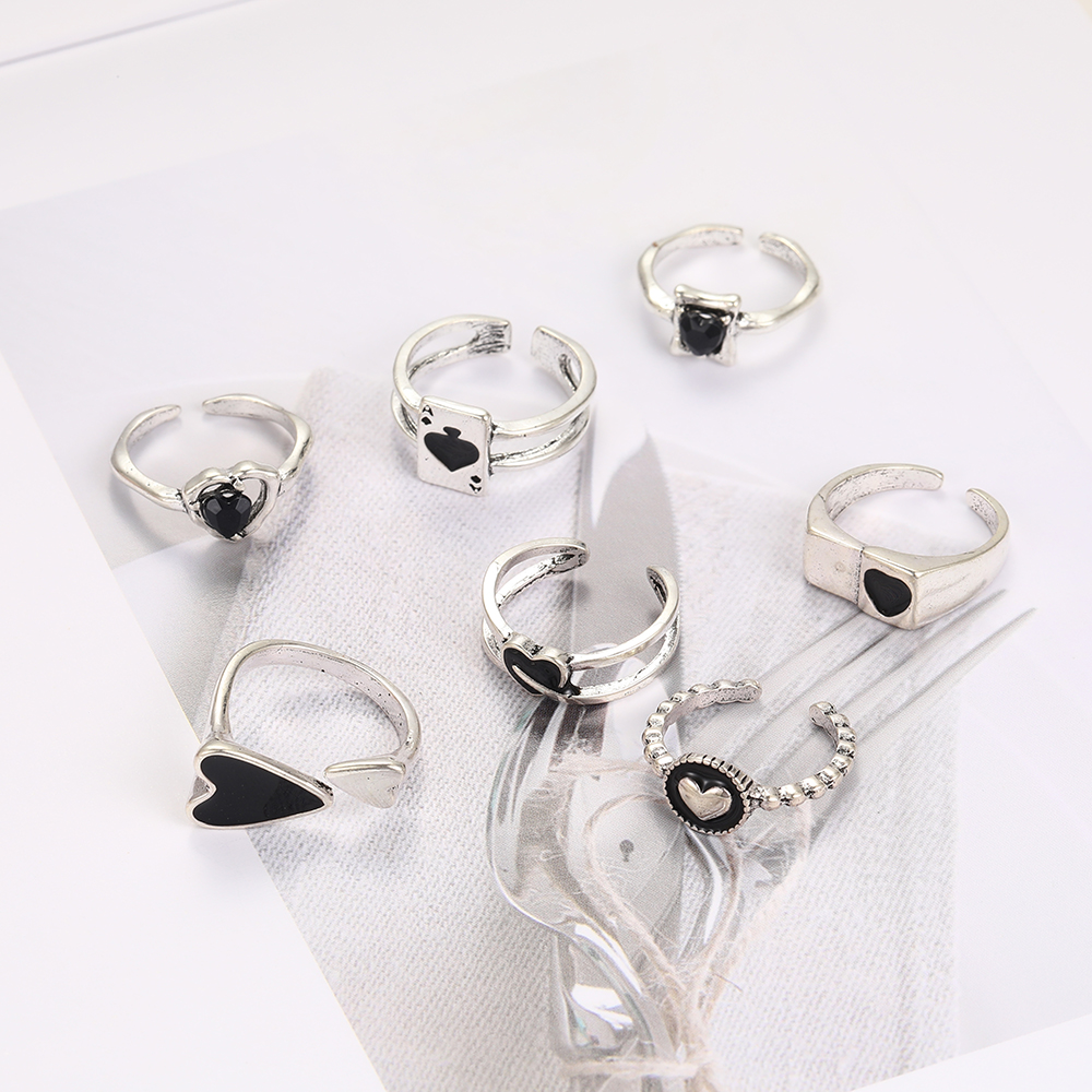 Wholesale Jewelry Hip-hop Cool Style Heart Shape Alloy Enamel Plating Rings display picture 6