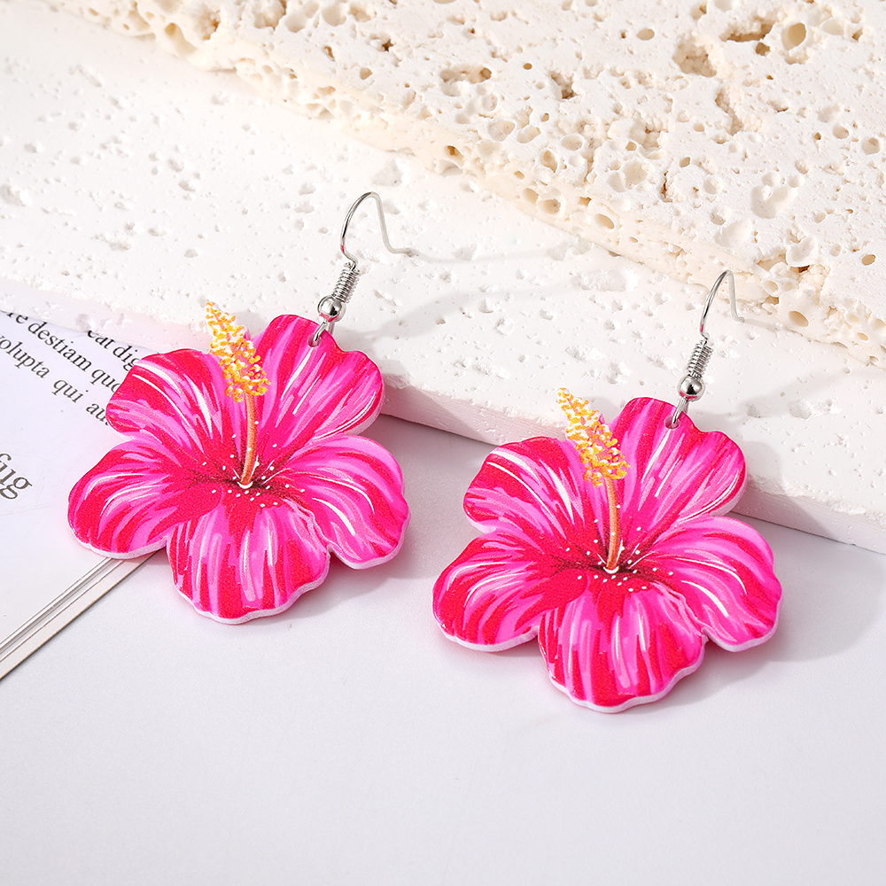 1 Pair Pastoral Flower Arylic Resin Drop Earrings display picture 2