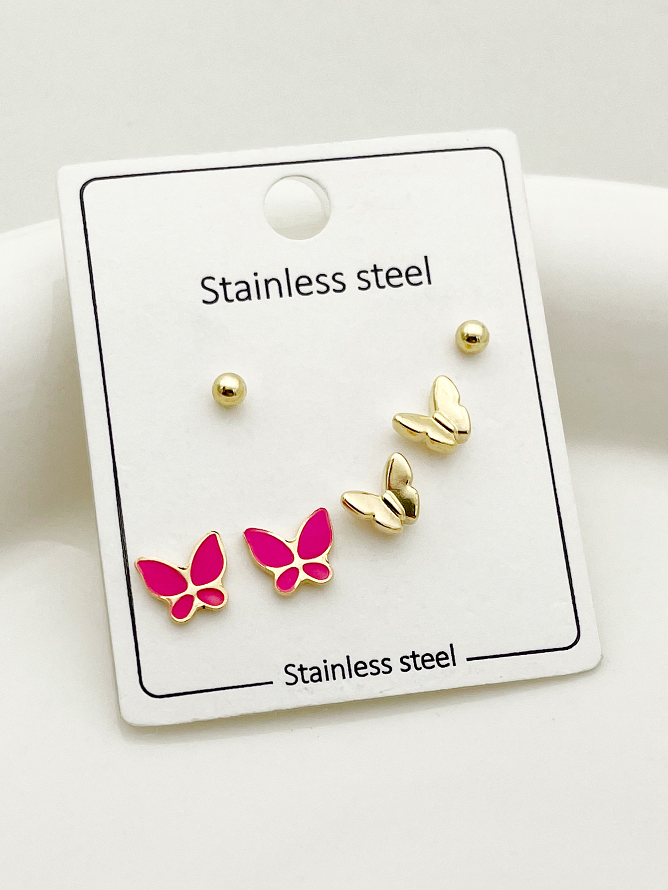 1 Set Cute Sweet Lips Star Paw Print Enamel Plating Inlay 304 Stainless Steel Pearl Gold Plated Ear Studs display picture 4