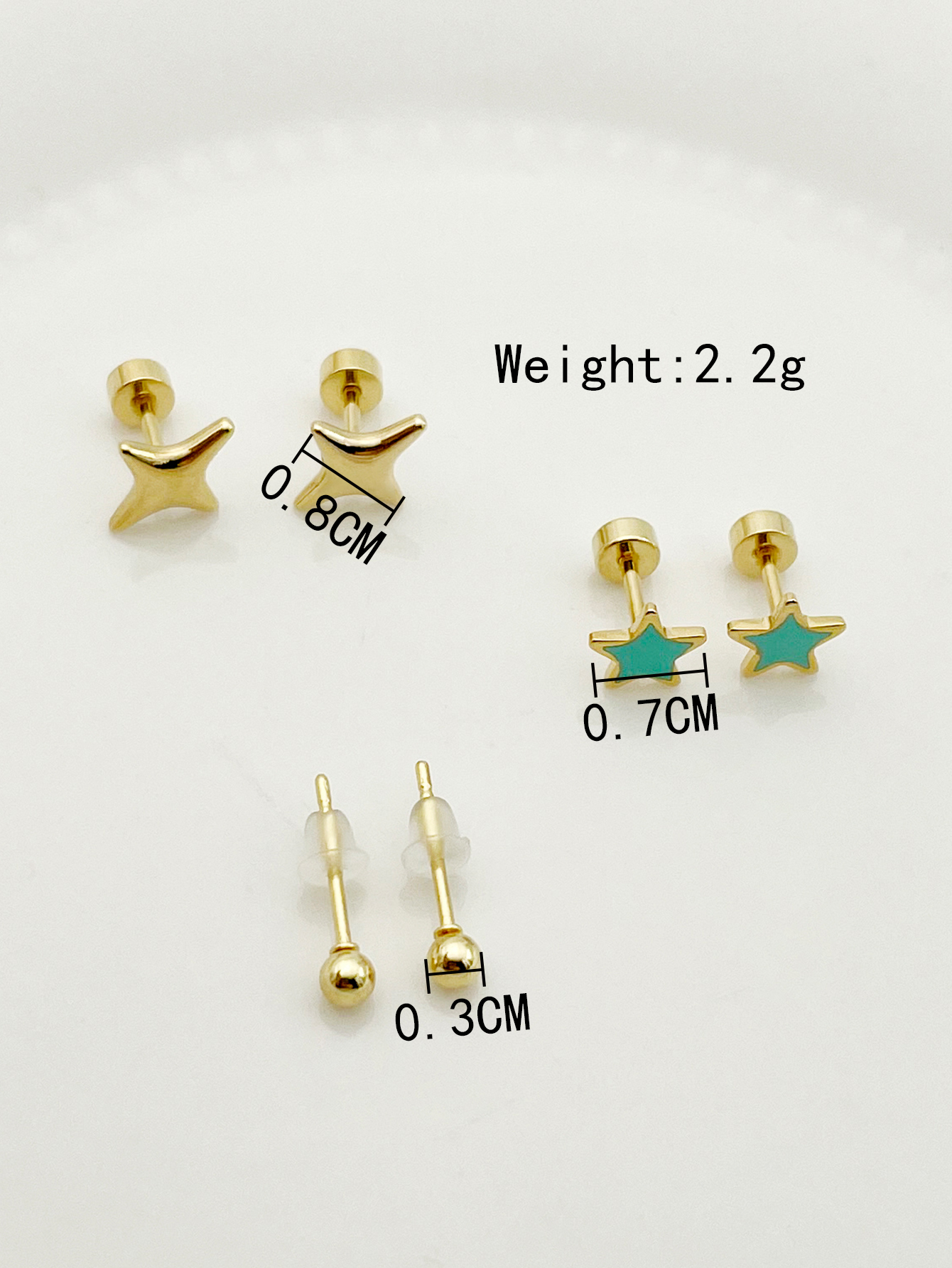 1 Set Cute Sweet Lips Star Paw Print Enamel Plating Inlay 304 Stainless Steel Pearl Gold Plated Ear Studs display picture 1