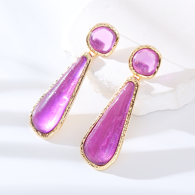 1 Pair Elegant Cute Luxurious Water Droplets Resin Drop Earrings display picture 5