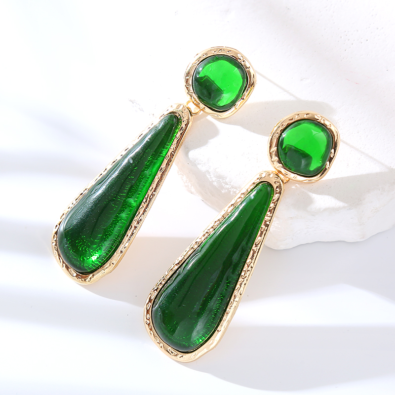 1 Pair Elegant Cute Luxurious Water Droplets Resin Drop Earrings display picture 7