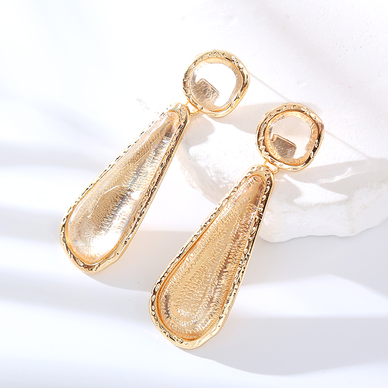 1 Pair Elegant Cute Luxurious Water Droplets Resin Drop Earrings display picture 8