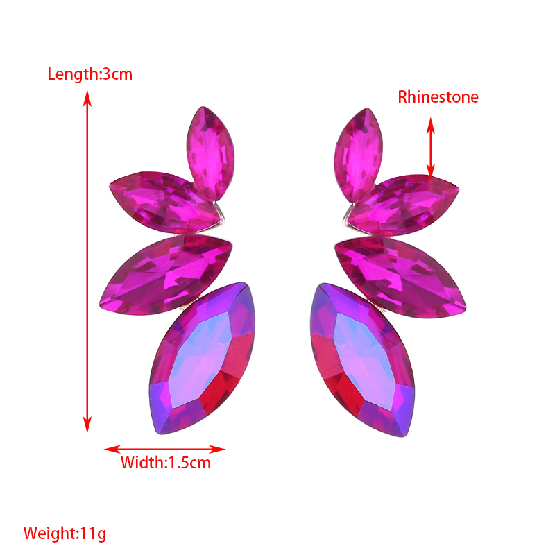 1 Pair Elegant Leaf Rhinestone Ear Studs display picture 1