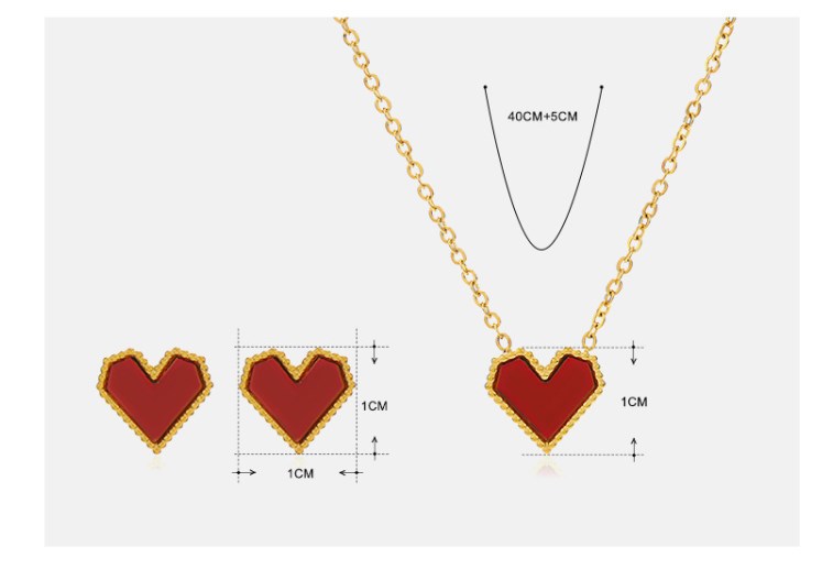 304 Stainless Steel 18K Gold Plated IG Style Simple Style Plating Inlay Heart Shape Acrylic Earrings Necklace display picture 4