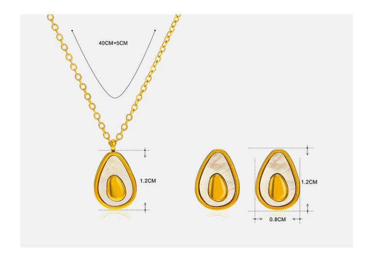 304 Stainless Steel 18K Gold Plated IG Style Casual Plating Inlay Fruit Shell Earrings Necklace display picture 4