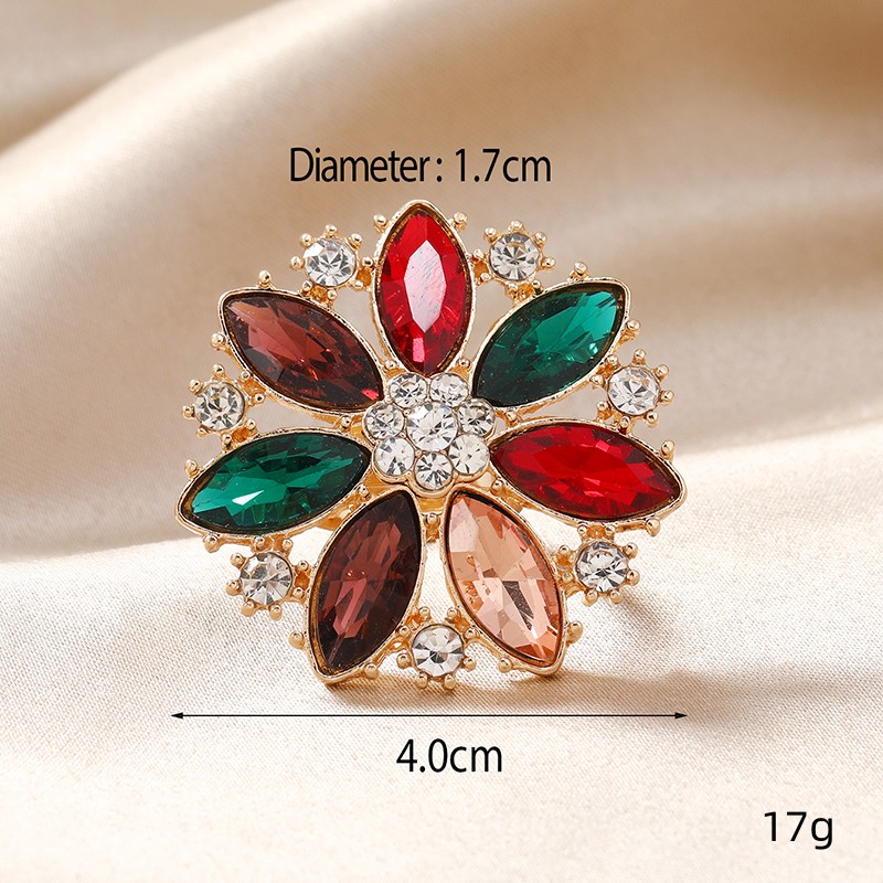 Wholesale Jewelry Glam Luxurious Lady Flower Alloy Artificial Rhinestones Plating Inlay Open Ring display picture 5
