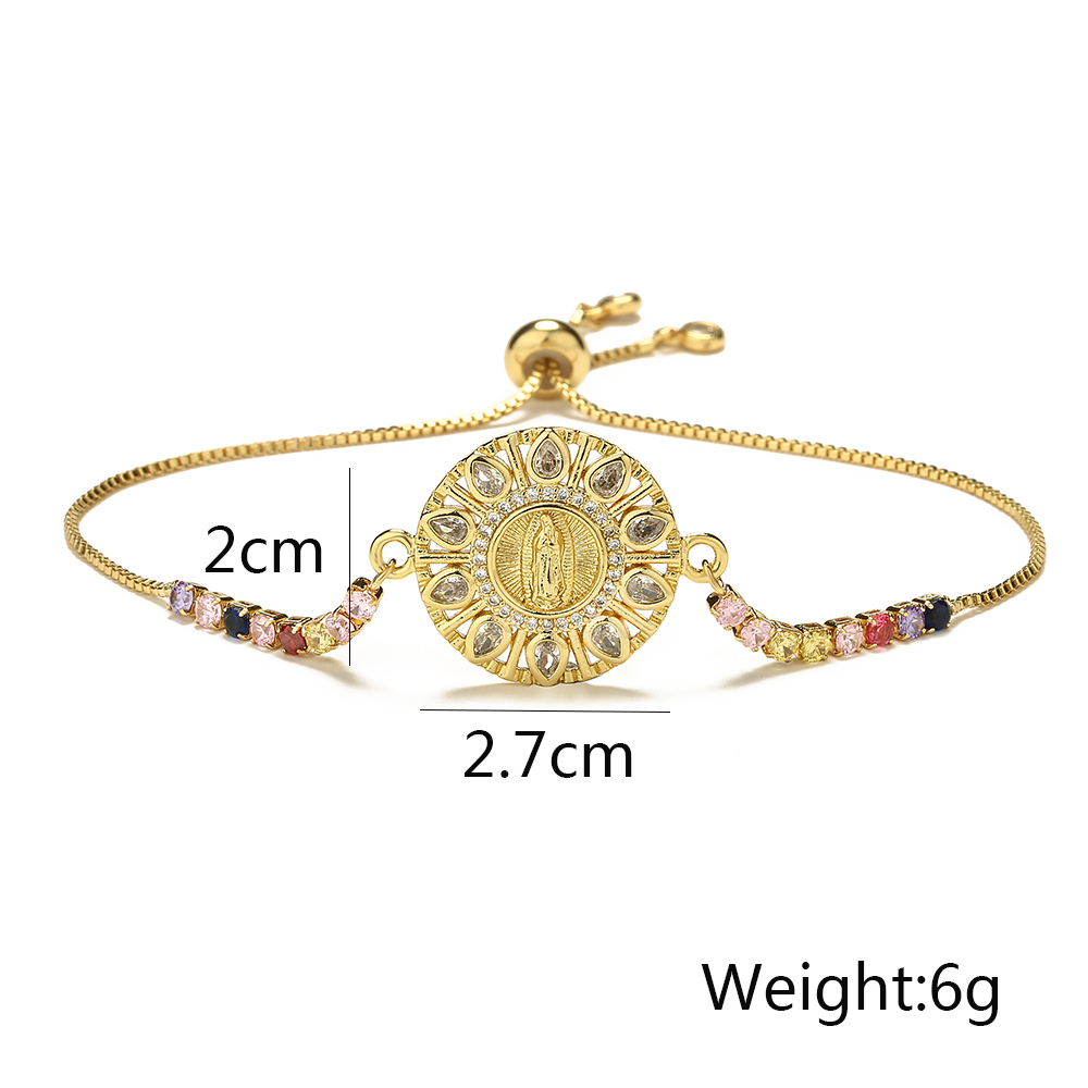 Classic Style Commute Virgin Mary Copper Plating Inlay Zircon 18k Gold Plated Bracelets display picture 1