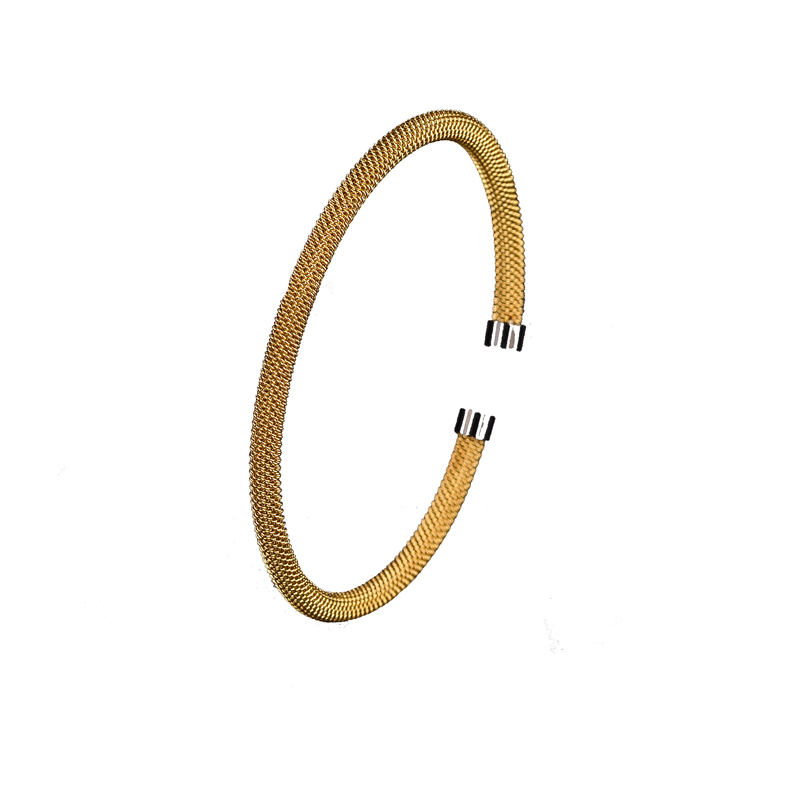 Classic Style Solid Color Stainless Steel Plating 18k Gold Plated Cuff Bracelets display picture 3