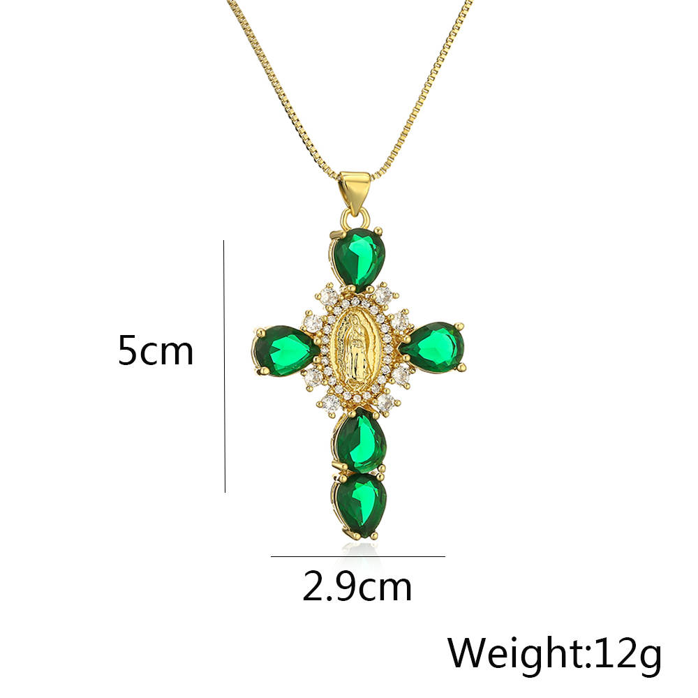 Simple Style Cross Copper Plating Inlay Zircon 18k Gold Plated Pendant Necklace display picture 1