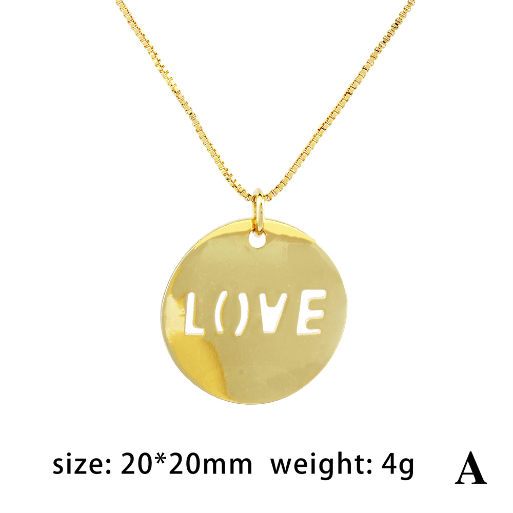 Ig Style Love Circle Copper 18k Gold Plated Necklace In Bulk display picture 8