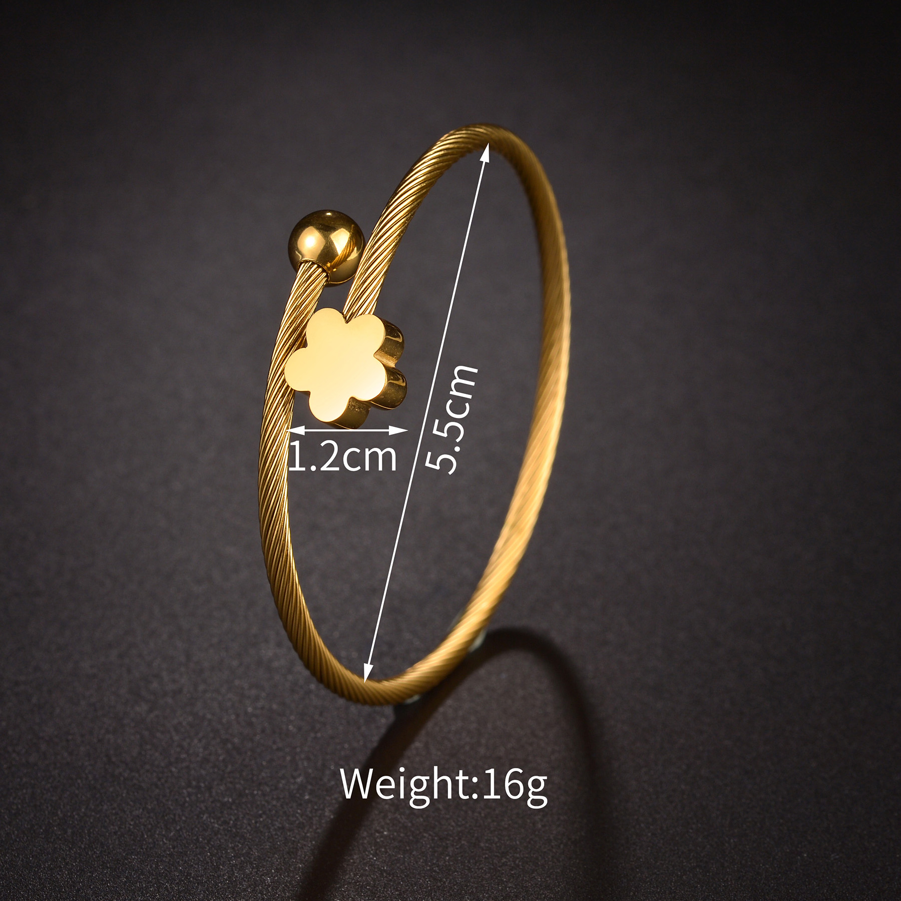 Classic Style Star Flower Stainless Steel Plating 18k Gold Plated Cuff Bracelets display picture 2