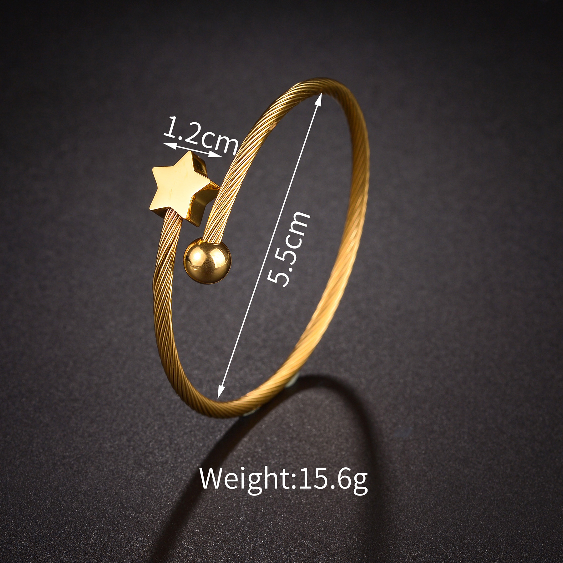 Classic Style Star Flower Stainless Steel Plating 18k Gold Plated Cuff Bracelets display picture 6