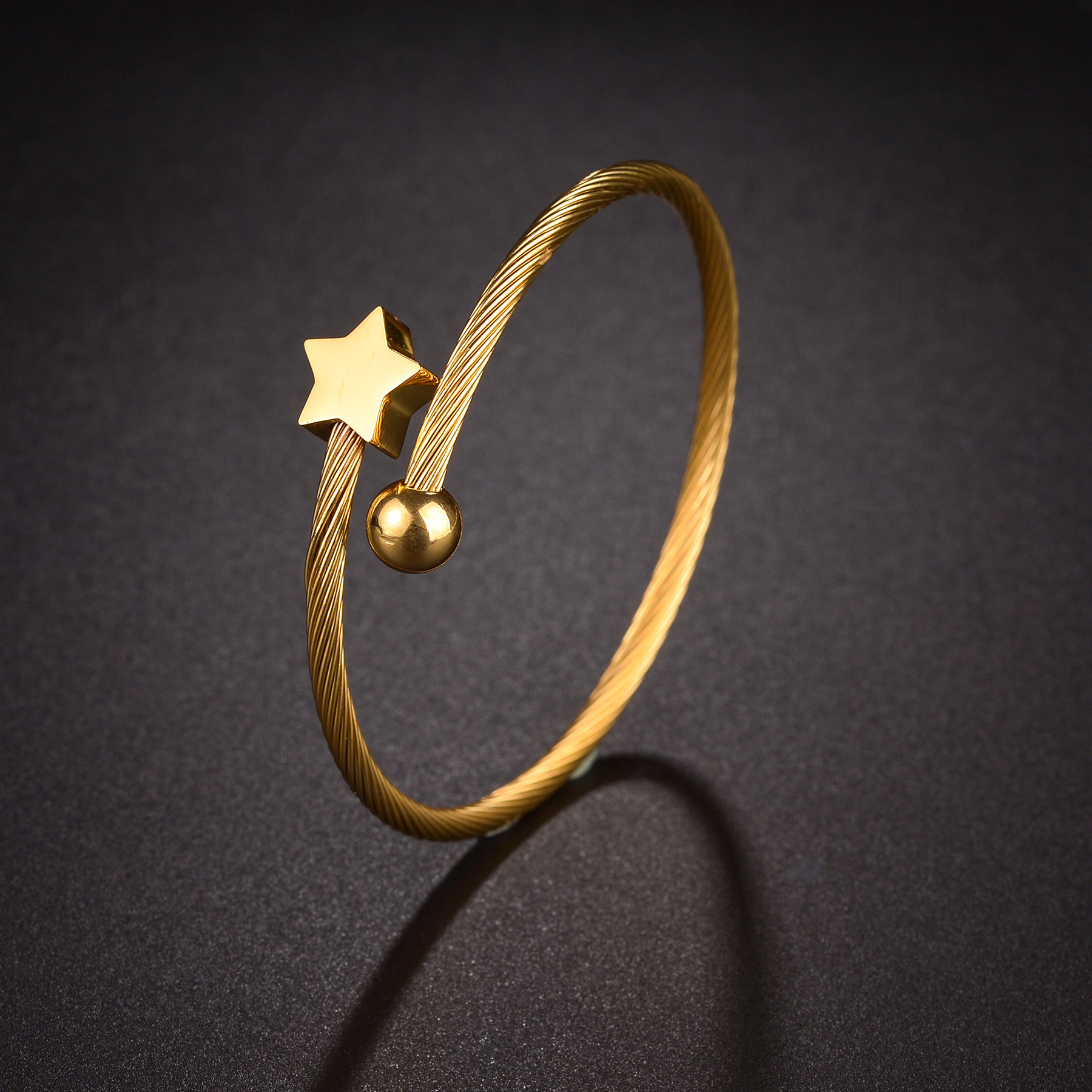 Classic Style Star Flower Stainless Steel Plating 18k Gold Plated Cuff Bracelets display picture 12