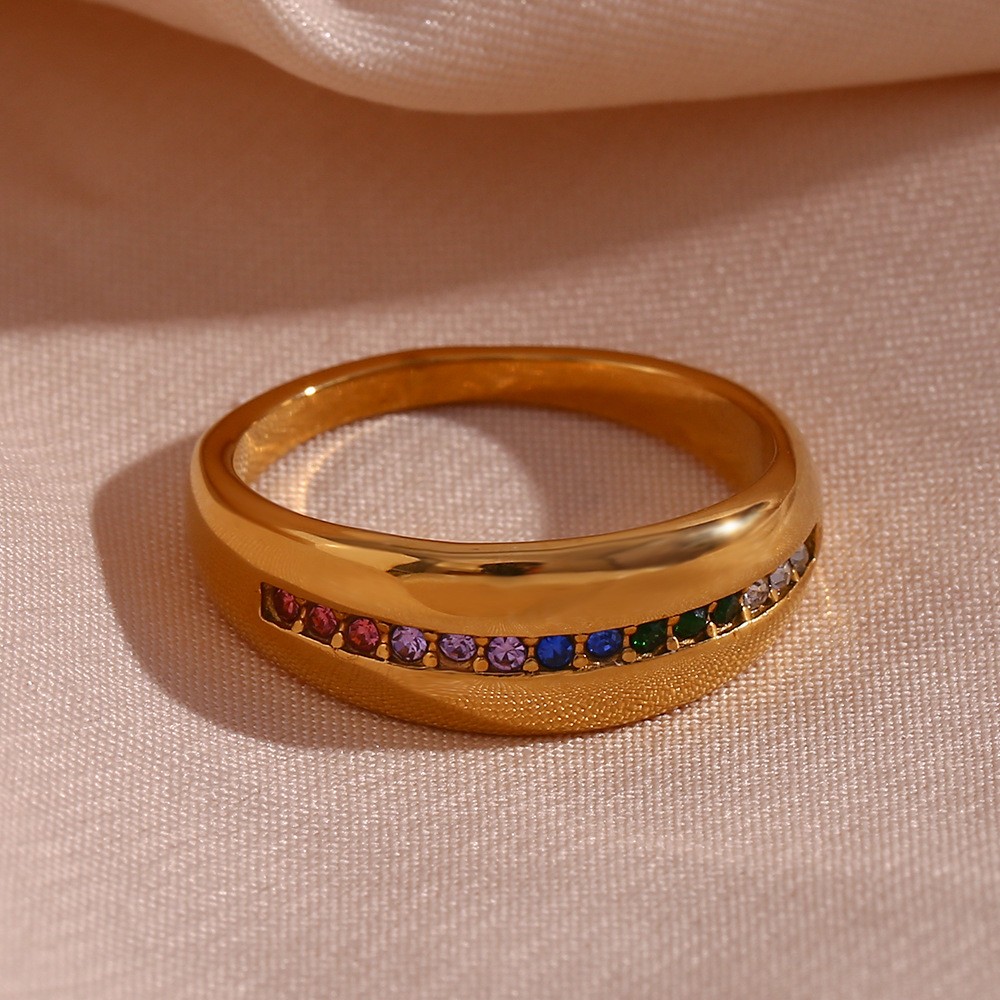 Vintage Style Classic Style Round Stainless Steel Plating Inlay Zircon 18k Gold Plated Rings display picture 9