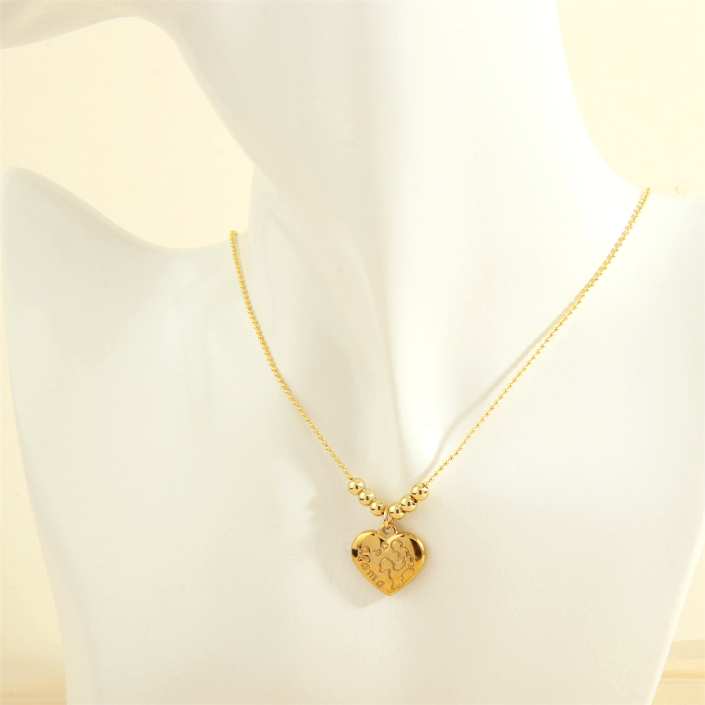Elegant Heart Shape Copper Beaded Plating 18k Gold Plated Pendant Necklace display picture 2