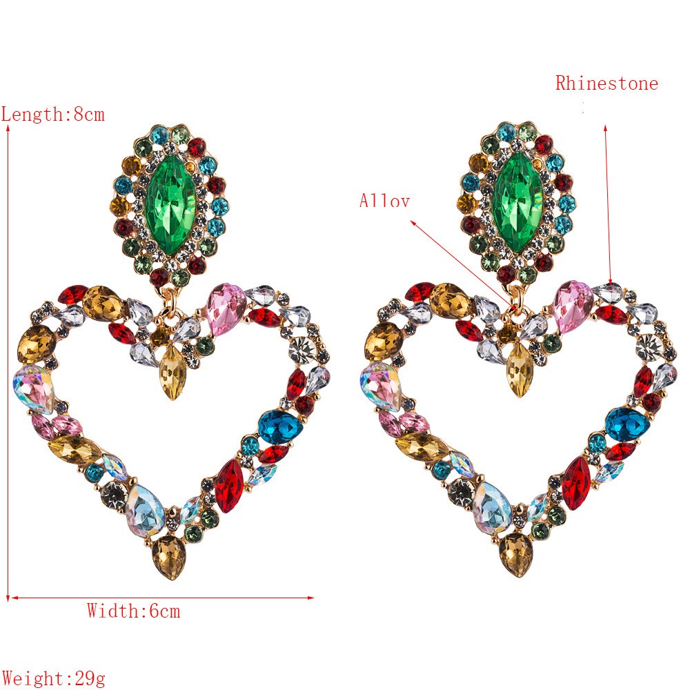 1 Pair Sweet Simple Style Heart Shape Hollow Out Inlay Alloy Rhinestones Drop Earrings display picture 5