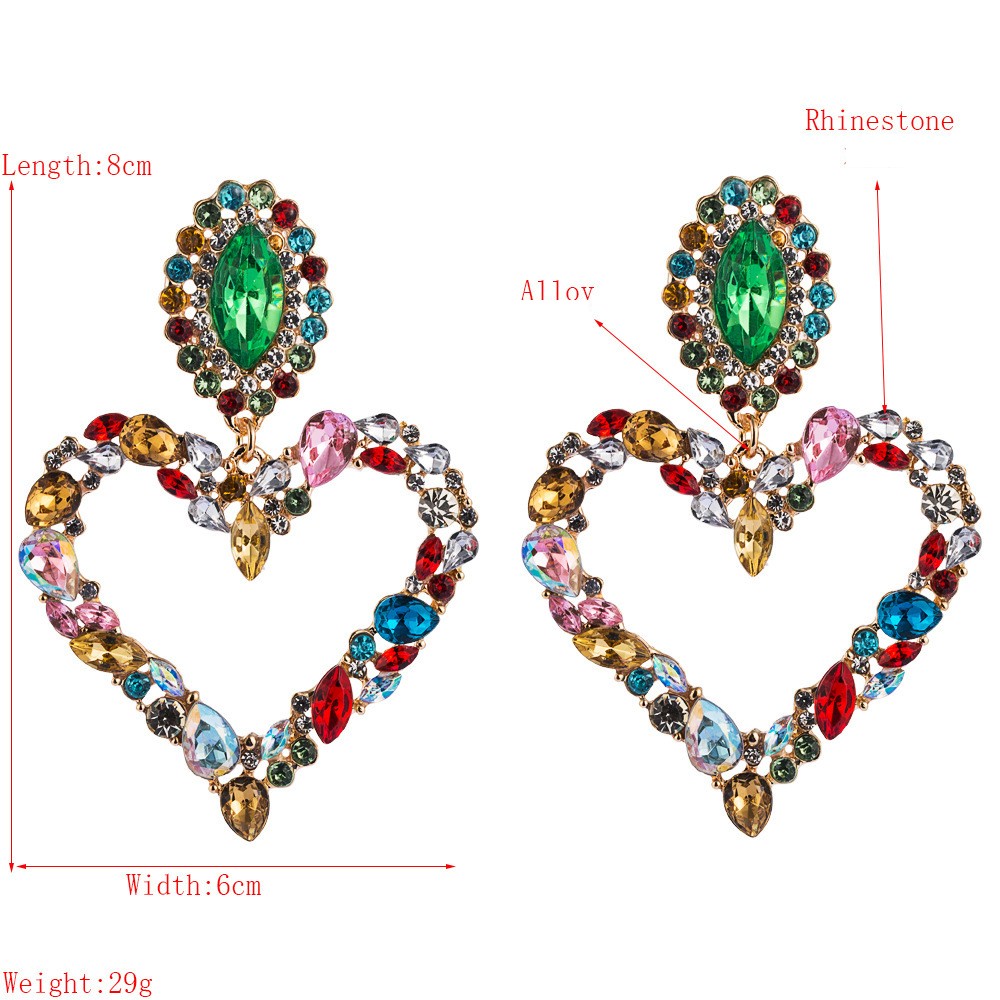 1 Paire Sucré Style Simple Forme De Cœur Évider Incruster Alliage Strass Boucles D'oreilles display picture 5