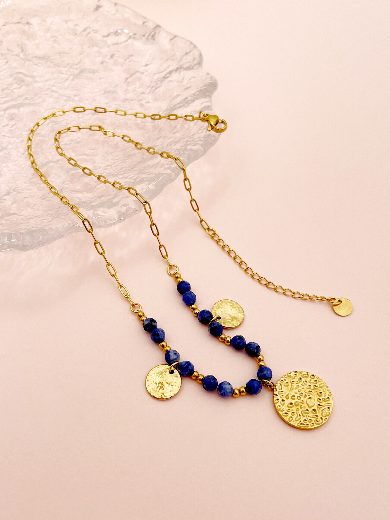 304 Stainless Steel Gold Plated Retro Simple Style Beaded Plating Round Natural Stone Beads display picture 2