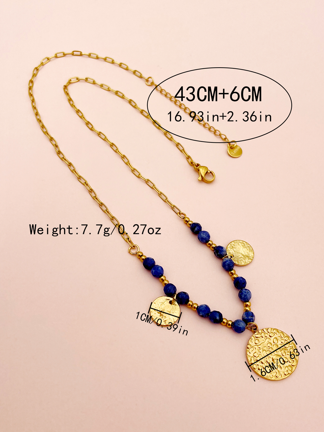 304 Stainless Steel Gold Plated Retro Simple Style Beaded Plating Round Natural Stone Beads display picture 3