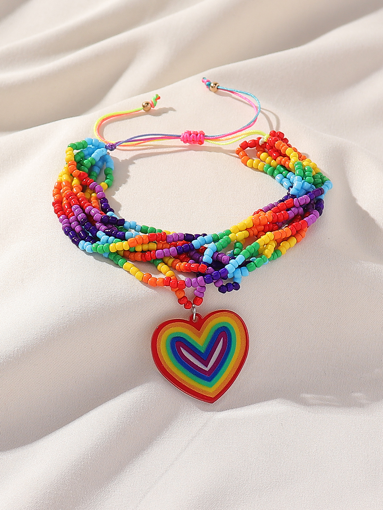 Cute Beach Sweet Heart Shape Plastic Beaded Drawstring Women's Drawstring Bracelets display picture 4