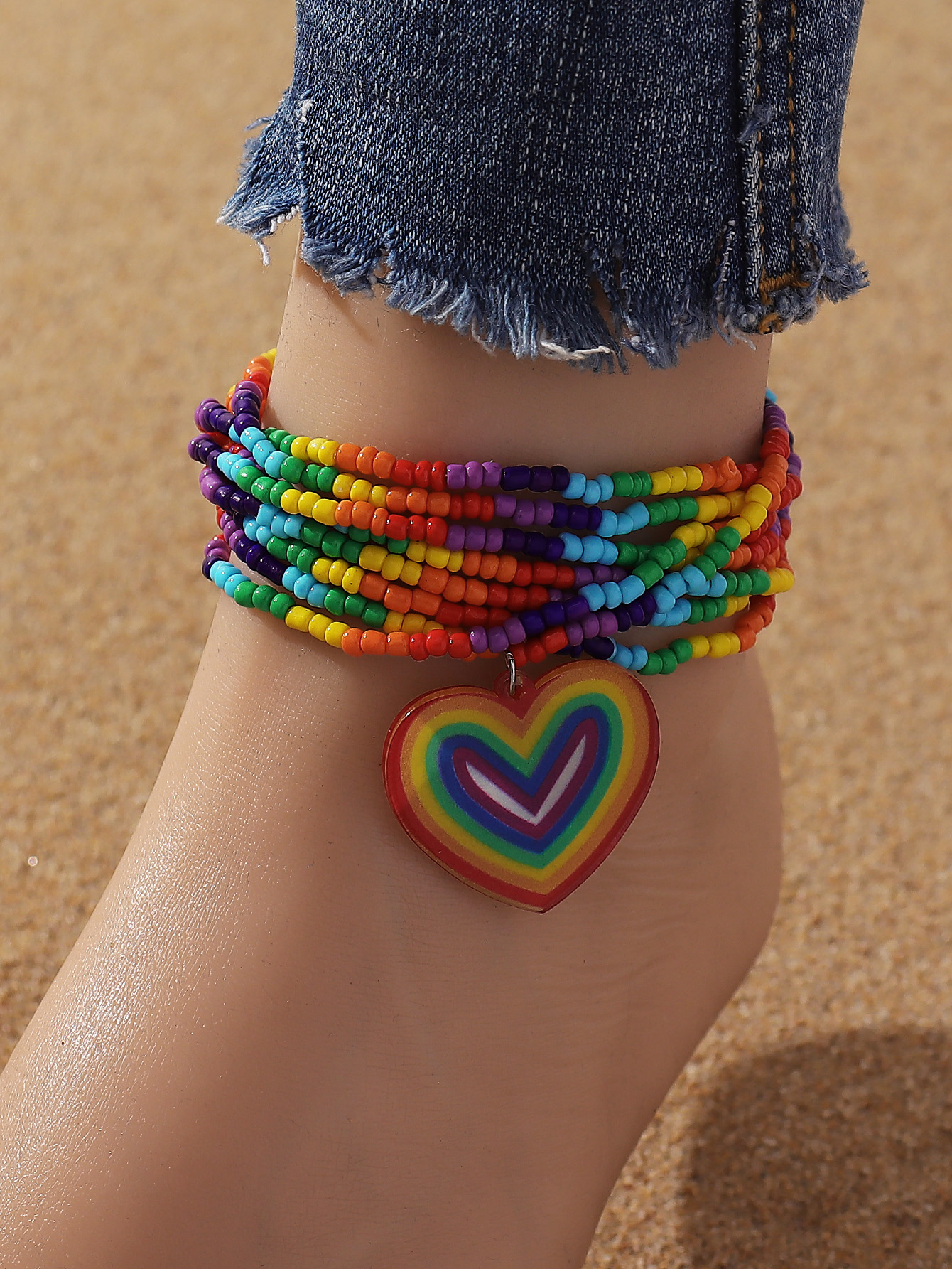 Cute Beach Sweet Heart Shape Plastic Beaded Drawstring Women's Drawstring Bracelets display picture 2