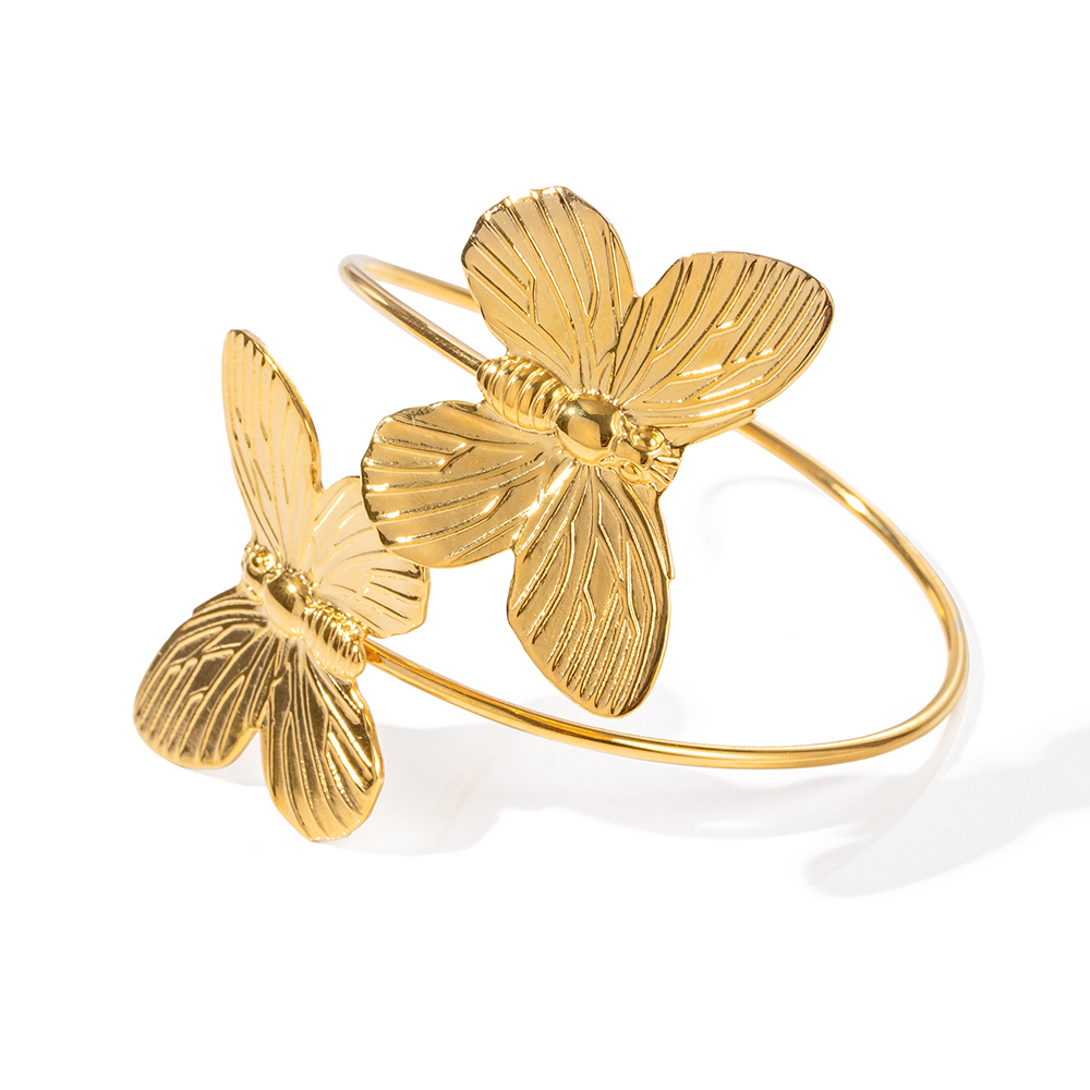 Simple Style Butterfly Stainless Steel Plating Titanium Steel 18k Gold Plated Bangle display picture 1