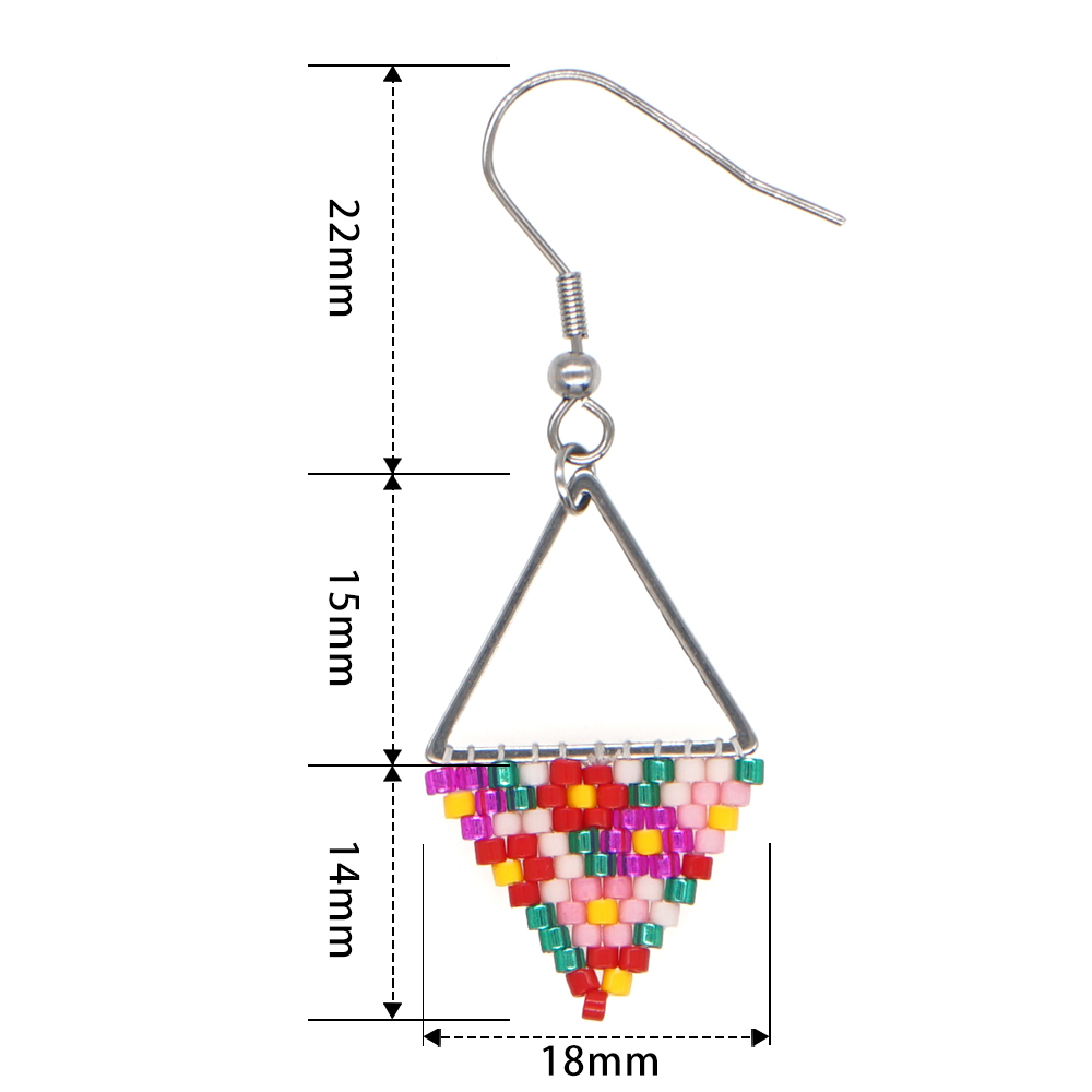 1 Pair Casual Simple Style Triangle Rhombus Beaded Braid Stainless Steel Glass Drop Earrings display picture 19