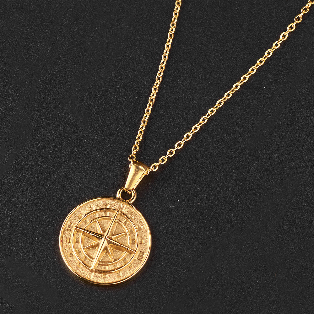 201 Stainless Steel 304 Stainless Steel Gold Plated Casual Hip-Hop Classic Style Plating Compass Pendant Necklace display picture 7
