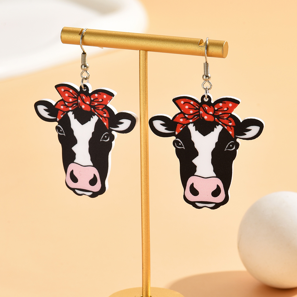 1 Pair Cute Cows Arylic Drop Earrings display picture 4