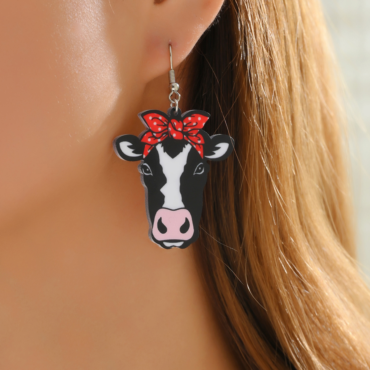 1 Pair Cute Cows Arylic Drop Earrings display picture 2