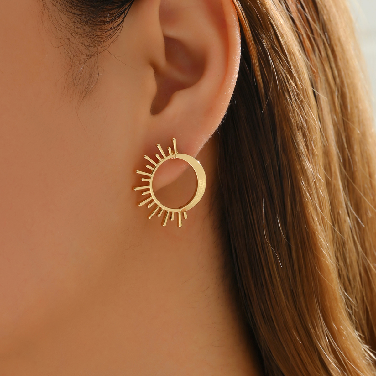 Wholesale Jewelry Retro Solid Color Alloy Gold Plated Plating Ear Studs display picture 1