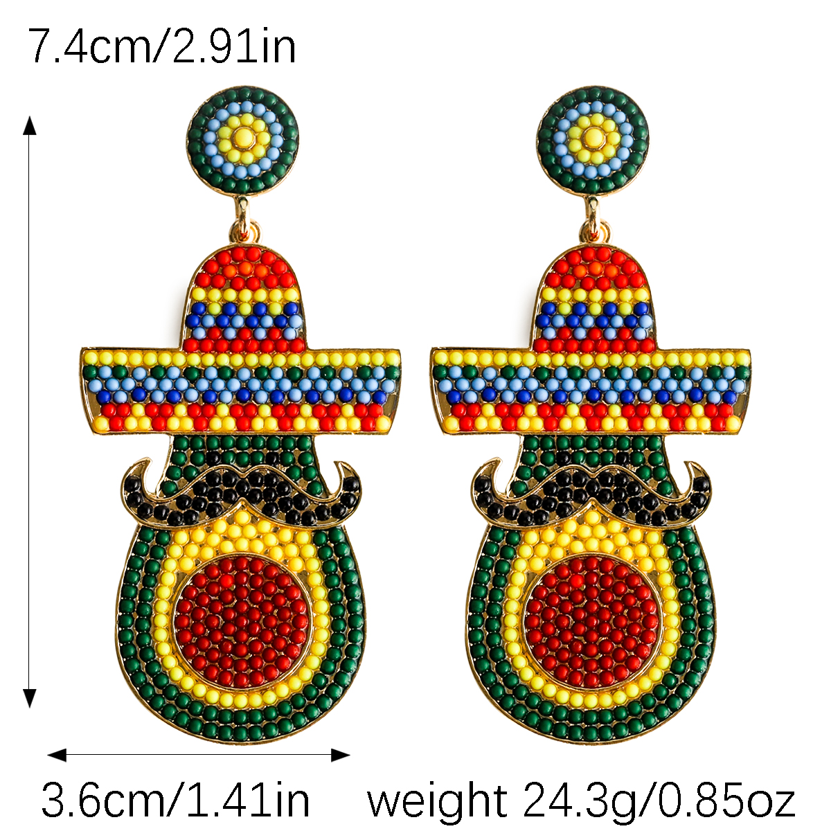 1 Pair Casual Exaggerated Ethnic Style Cactus Inlay Alloy Resin Drop Earrings display picture 1
