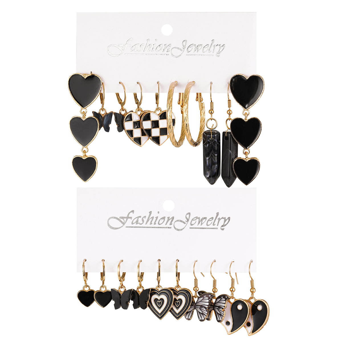 1 Set Retro Ethnic Style Gossip Heart Shape Butterfly Arylic Alloy Earrings display picture 1