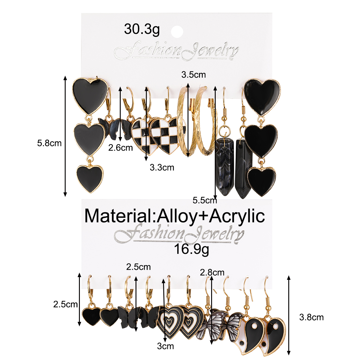 1 Set Retro Ethnic Style Gossip Heart Shape Butterfly Arylic Alloy Earrings display picture 2