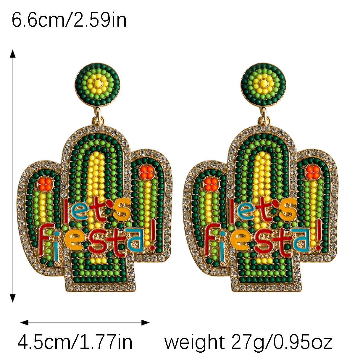 1 Pair Casual Exaggerated Ethnic Style Cactus Inlay Alloy Resin Drop Earrings display picture 4
