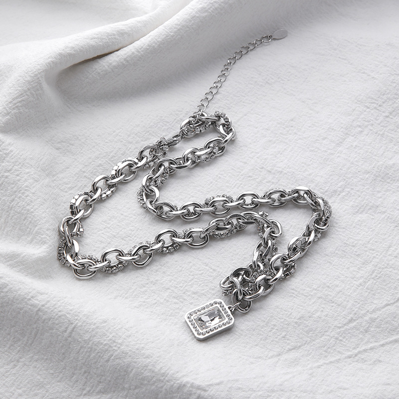 Hip-hop Rock Streetwear Square Stainless Steel Inlay Zircon Men's Pendant Necklace display picture 2