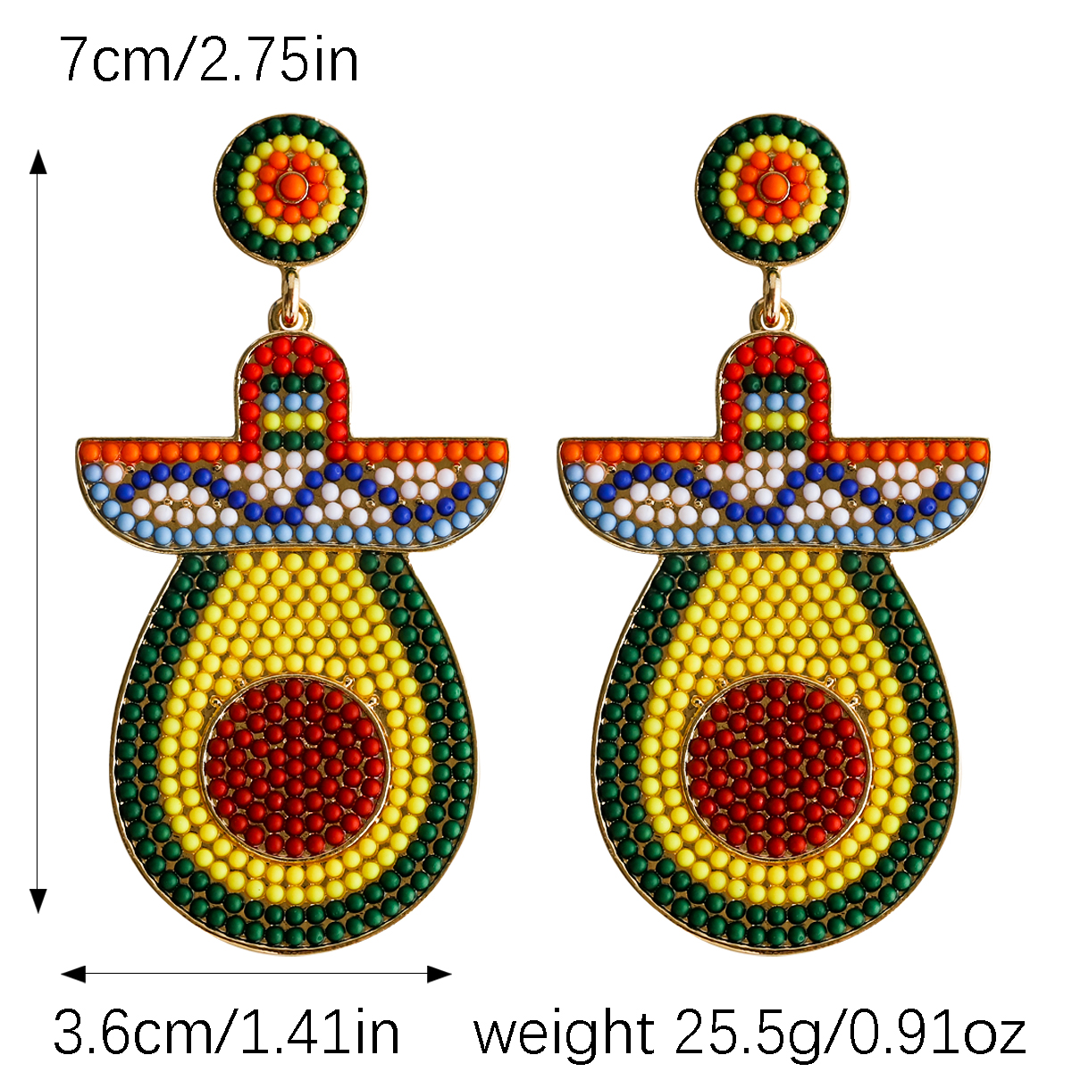 1 Pair Casual Exaggerated Ethnic Style Cactus Inlay Alloy Resin Drop Earrings display picture 10